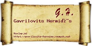 Gavrilovits Hermiás névjegykártya